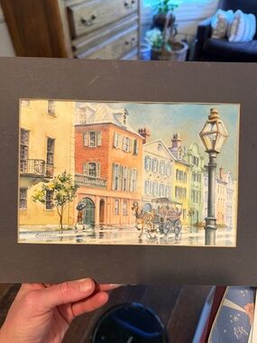 Hand-Painted Street Scene Watercolor Print by Edward Emerson